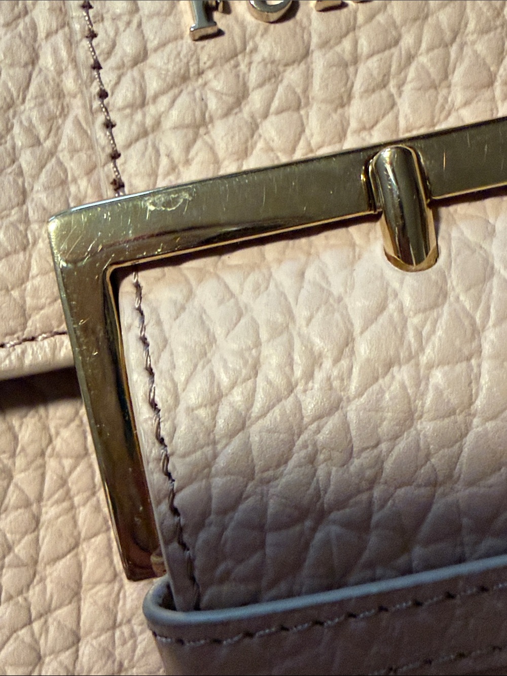 Furla Blush Pink Pebbled Leather Crossbody with Gold Buckle-COA - Picture 4 of 14